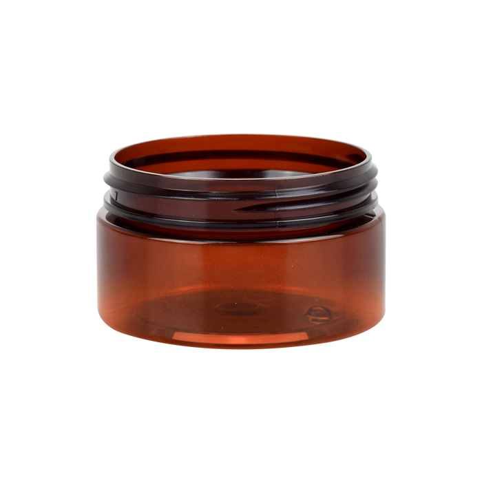 100ml 150ml 200ml 250ml 300ml empty cosmetic cream hair gel food container amber plastic can jar with black screw lid