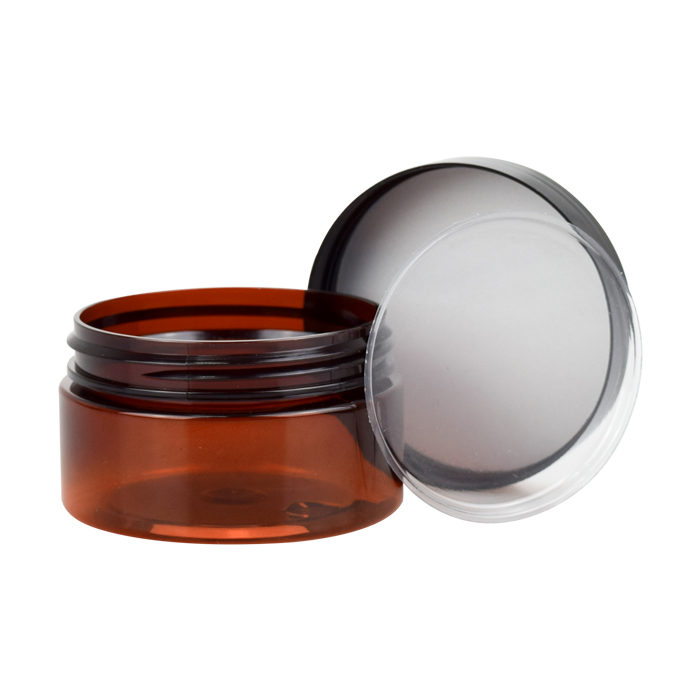 100ml 150ml 200ml 250ml 300ml empty large cosmetic cream hair gel food container amber plastic can jar with black screw lid