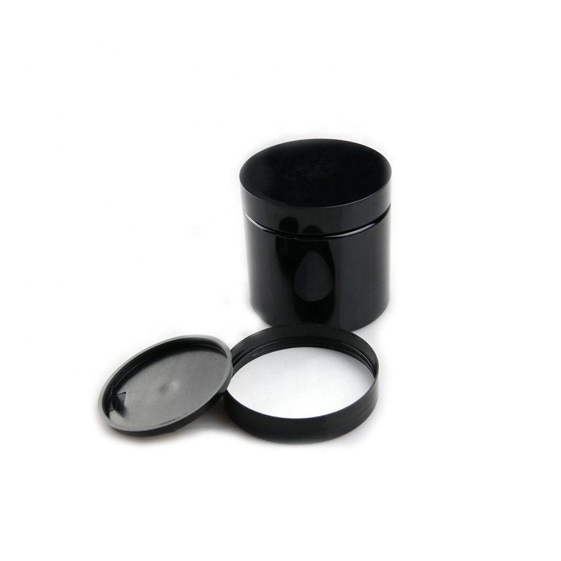 100ml 150ml 200ml 250ml 500ml Empty Large Cosmetic Cream Hair Gel Black Plastic Jar with Screw Lid