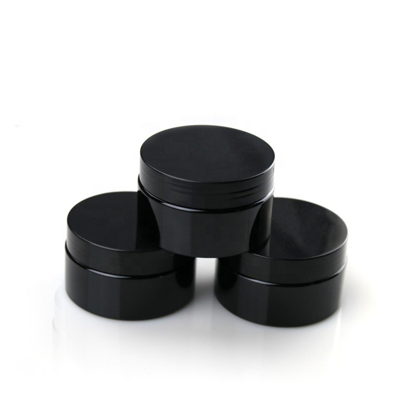 100ml 150ml 200ml 250ml 500ml Empty Large Cosmetic Cream Hair Gel Black Plastic Jar with Screw Lid