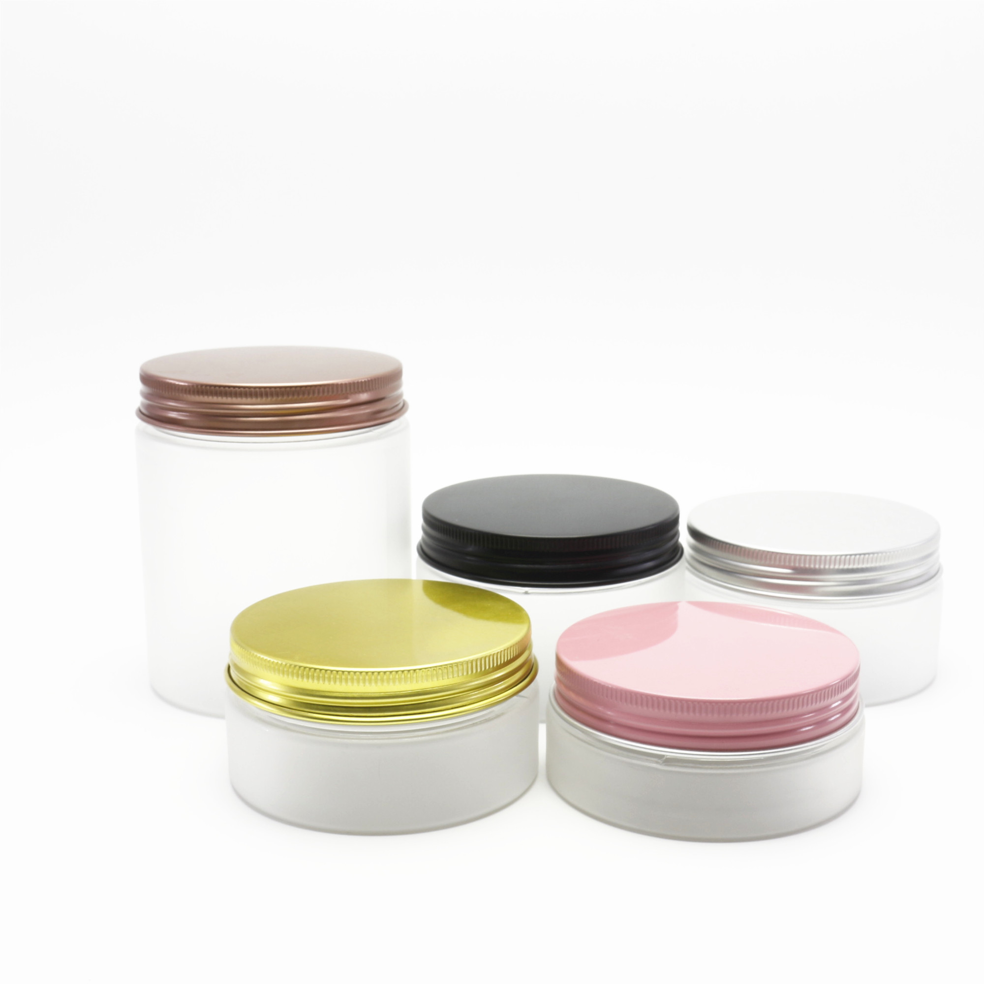 100ml 150ml 200ml 250ml high quality of amber PET jars with white plastic lids in stock PL-37K