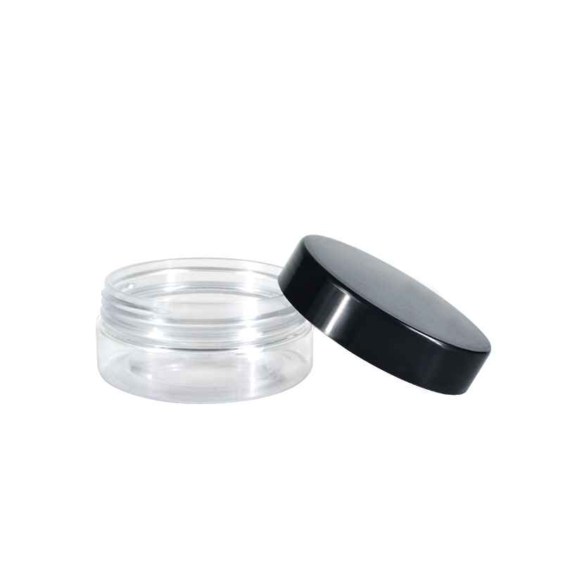 100ml 150ml 200ml 500ml PET Plastic Refillable Jars Empty Cosmetic Containers Cases with Black Lid Cream Lotion Box Ointment