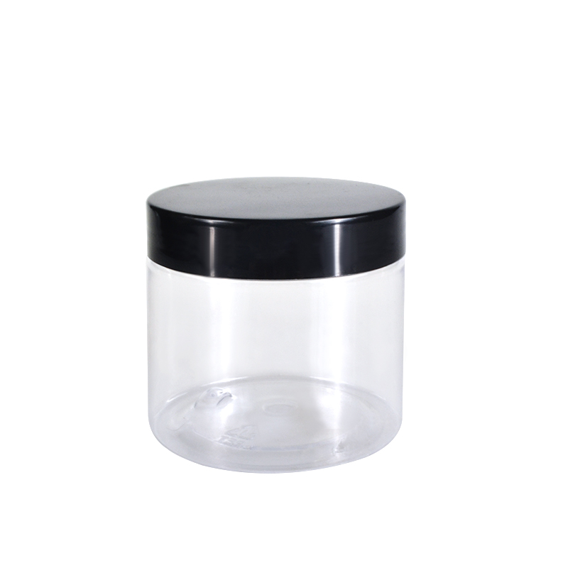 100ml 150ml 200ml 500ml PET Plastic Refillable Jars Empty Cosmetic Containers Cases with Black Lid Cream Lotion Box Ointment