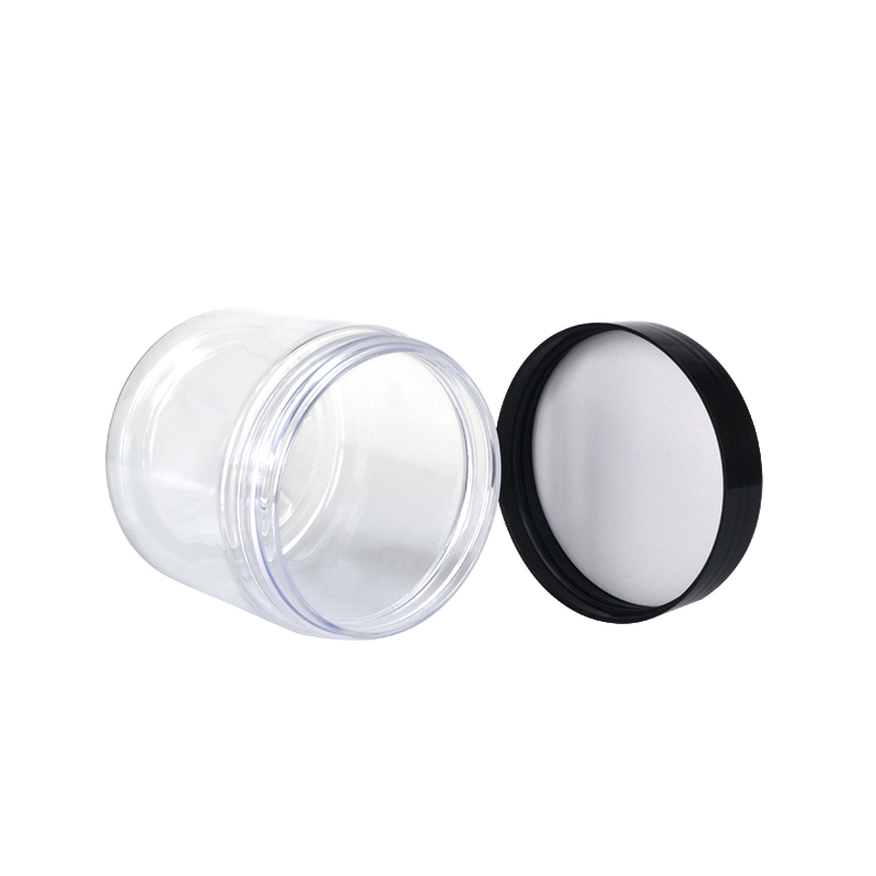 100ml 150ml 200ml 500ml PET Plastic Refillable Jars Empty Cosmetic Containers Cases with Black Lid Cream Lotion Box Ointment