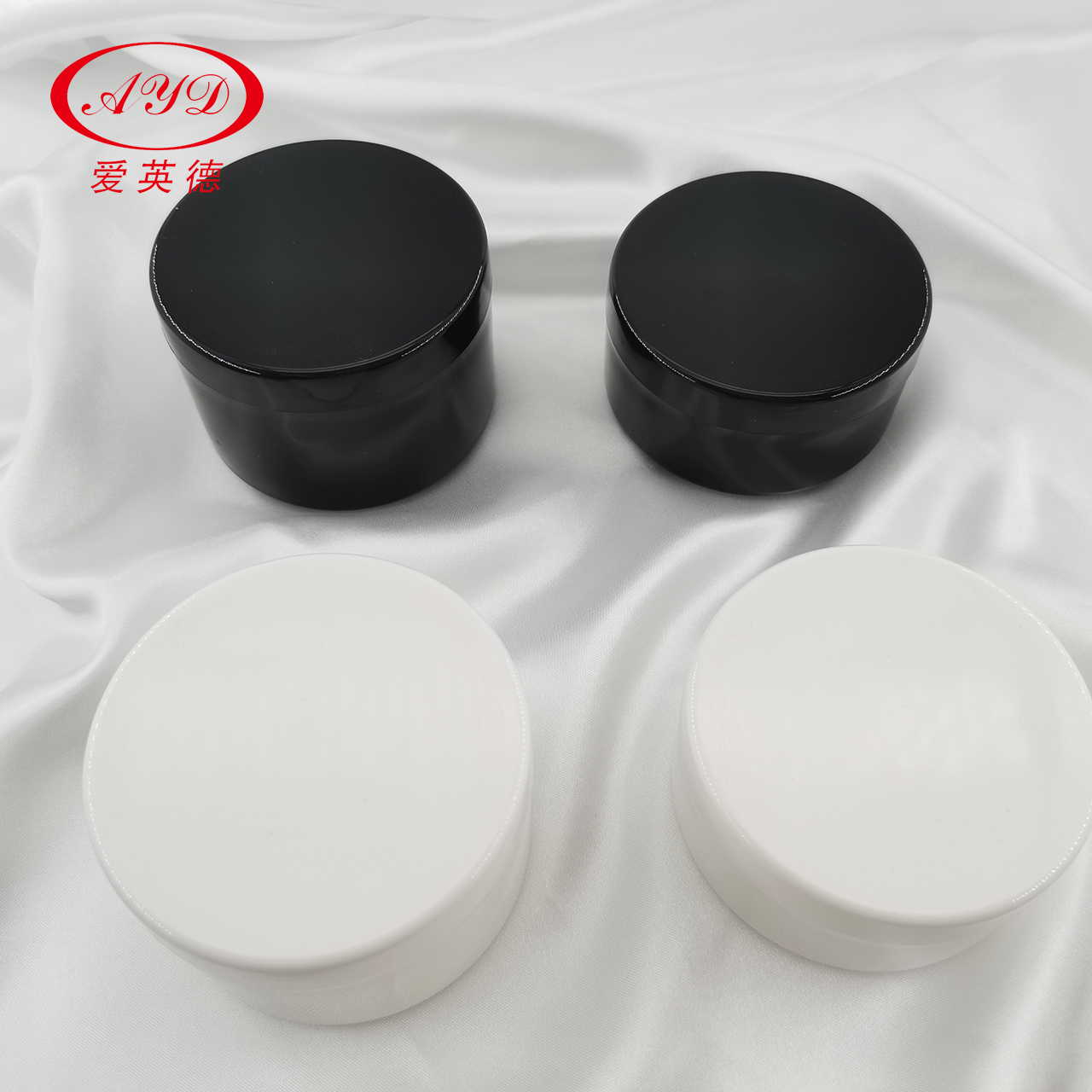 100ml 150ml 200ml Black White Plastic PP Moisturiser Cream Jar With Cap 3oz 5oz 6oz