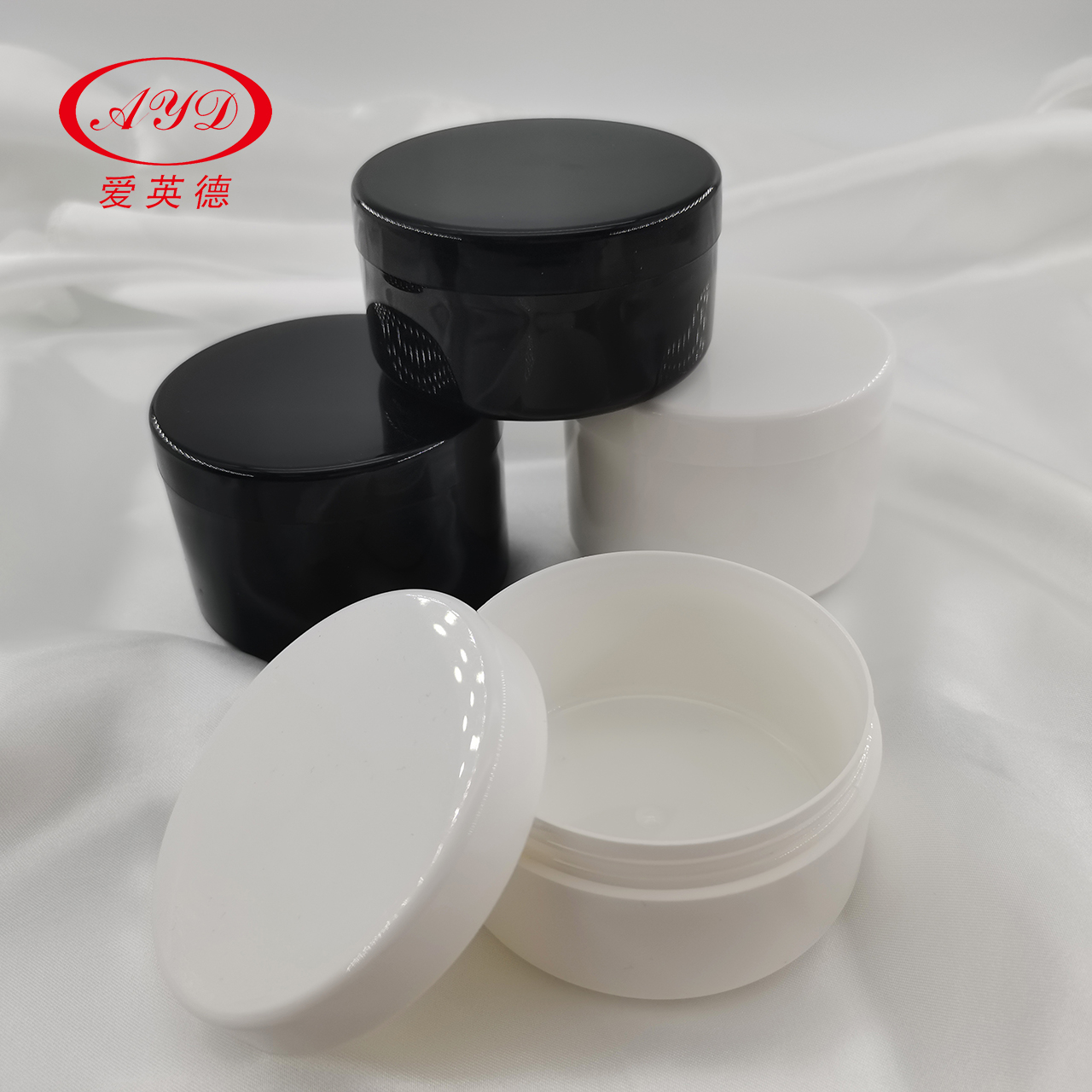 100ml 150ml 200ml Black White Plastic PP Moisturiser Cream Jar With Cap 3oz 5oz 6oz