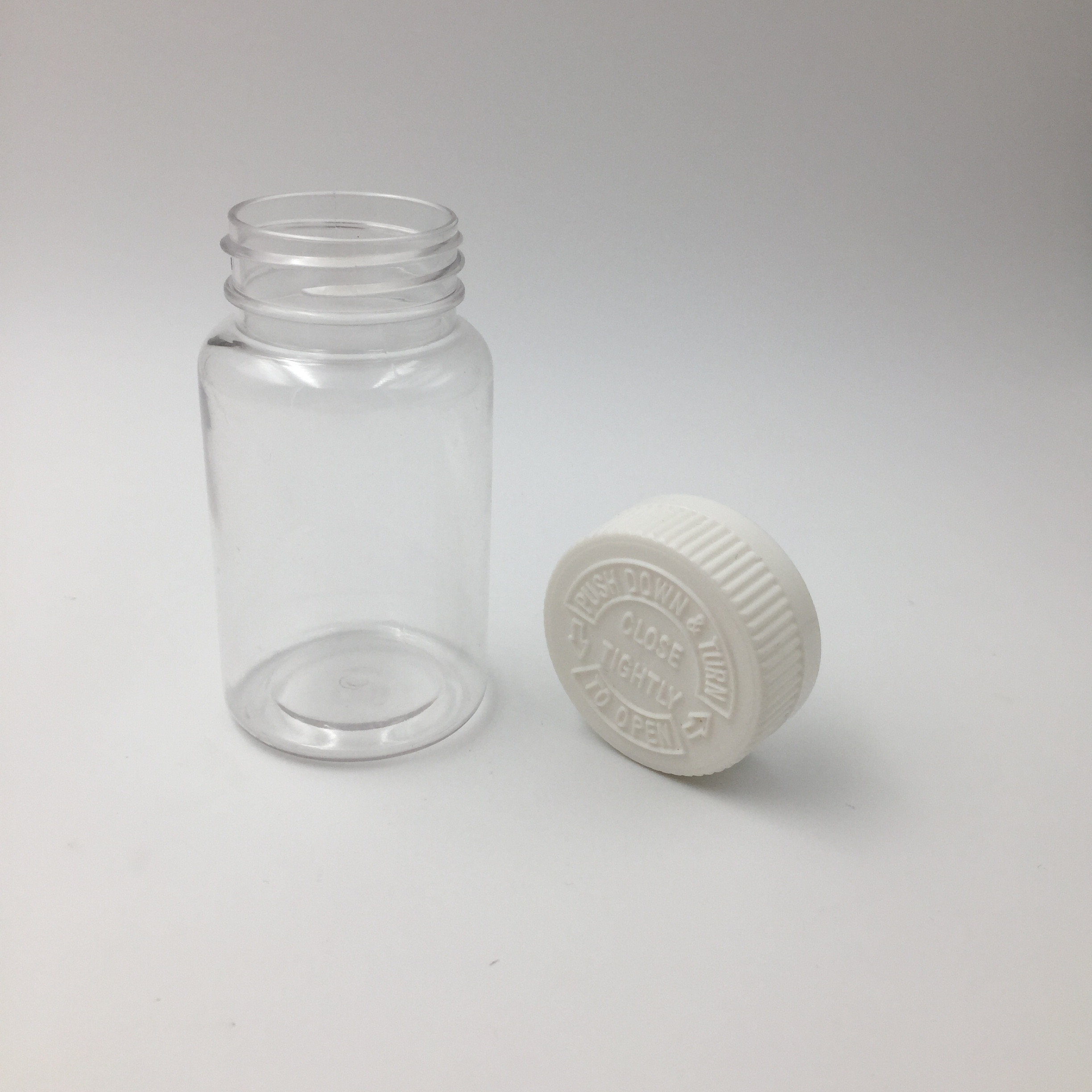 100ml 150ml 200ml PET Clear Width Mouth Plastic Medicine Container Pill Packer Bottle with Child Resistance Cap