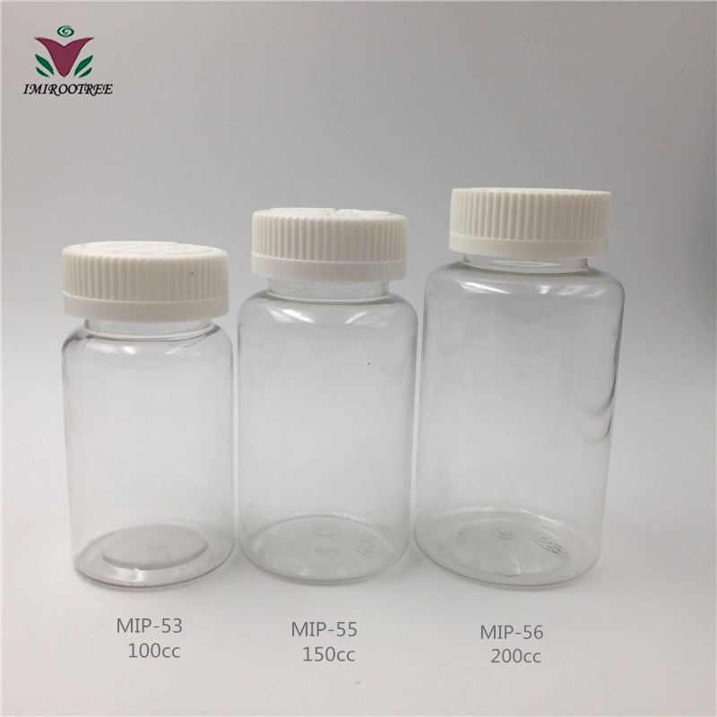 100ml 150ml 200ml PET Clear Width Mouth Plastic Medicine Container Pill Packer Bottle with Child Resistance Cap