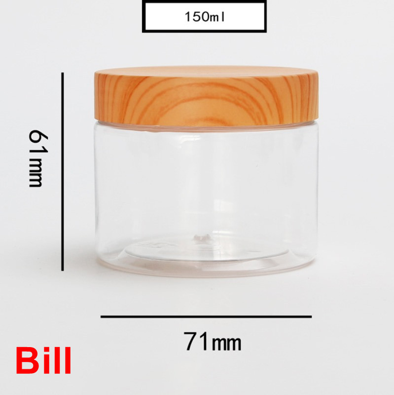 100ml 150ml 200ml Screw Top Wide Mouth Wood Lid Candy Jar Plastic Nut Storage Jam Jar Plastic Honey Jar