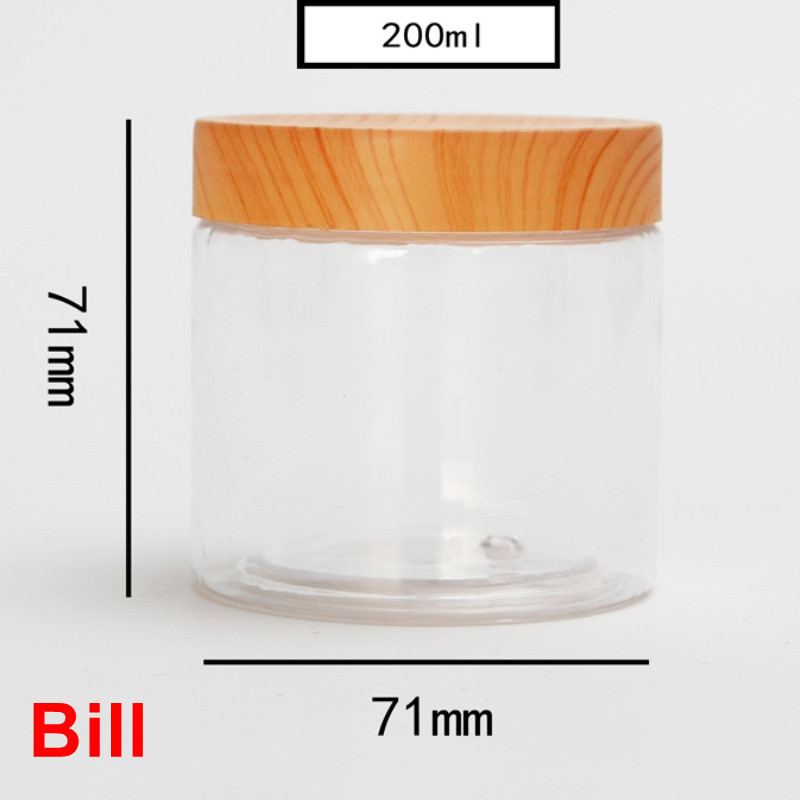 100ml 150ml 200ml Screw Top Wide Mouth Wood Lid Candy Jar Plastic Nut Storage Jam Jar Plastic Honey Jar