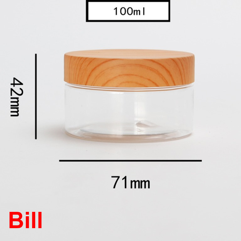 100ml 150ml 200ml Screw Top Wide Mouth Wood Lid Candy Jar Plastic Nut Storage Jam Jar Plastic Honey Jar
