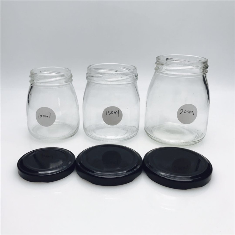 100ml 150ml 200ml candy/ pudding/ yogurt glass jar with metal lid