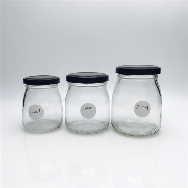 100ml 150ml 200ml candy/ pudding/ yogurt glass jar with metal lid