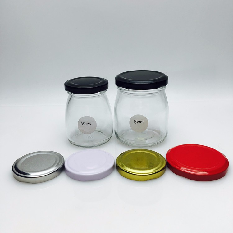 100ml 150ml 200ml candy/ pudding/ yogurt glass jar with metal lid