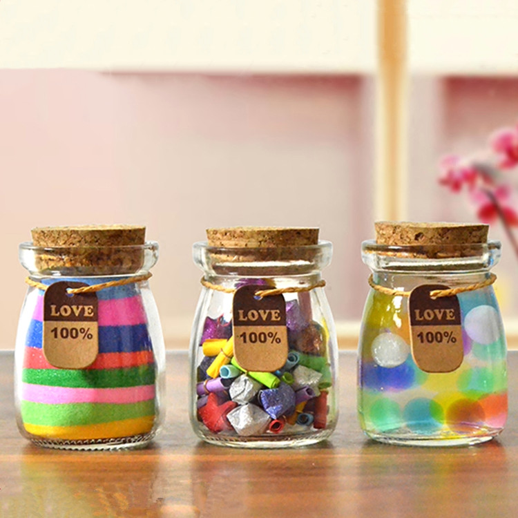 100ml 150ml 200ml clear glass pudding jar, candy jar with wooden cork