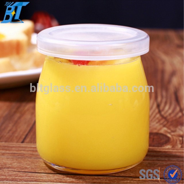 100ml 150ml 200ml glass pudding jar with cork or plastic lid