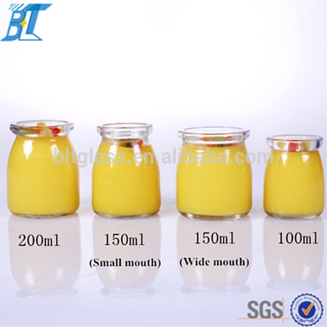 100ml 150ml 200ml glass pudding jar with cork or plastic lid