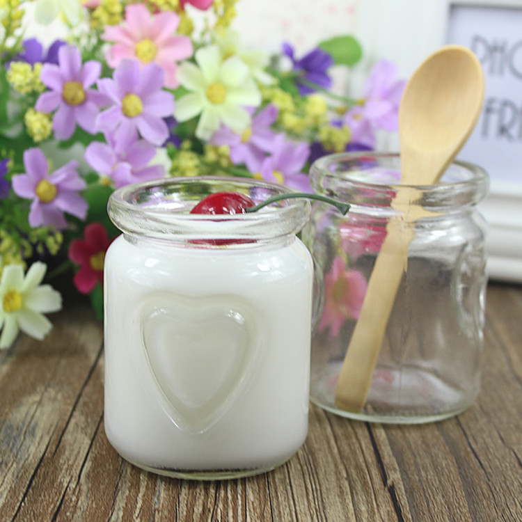 100ml 150ml 250ml heart shape glass pudding jar jelly jar with plastic cap