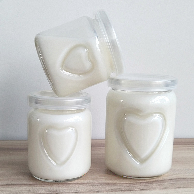 100ml 150ml 250ml heart shape glass pudding jar jelly jar with plastic cap