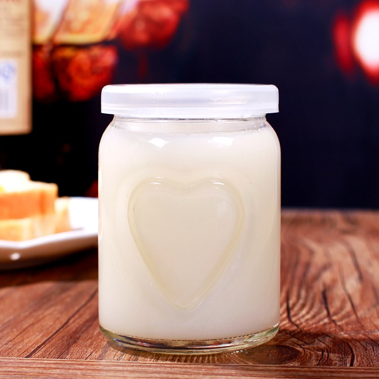 100ml 150ml 250ml heart shape glass pudding jar jelly jar with plastic cap