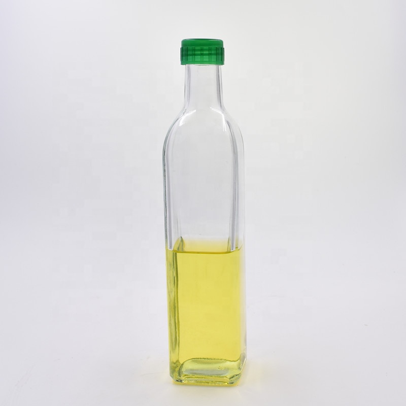100ml 150ml 500ml 750ml clear square empty olive oil glass bottle for kitchen soy sauce vinegar dispenser Oiler cruet with lid