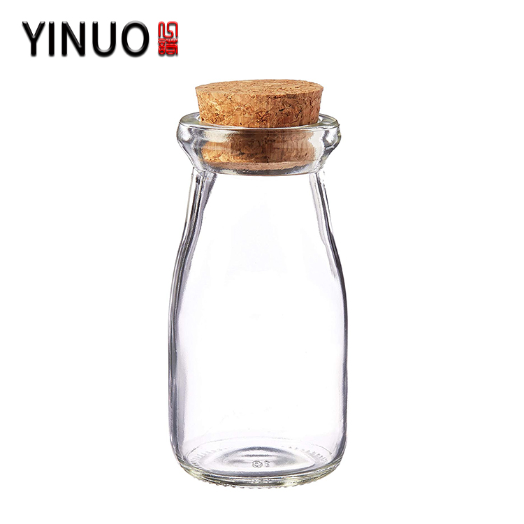 100ml 150ml Mini food safe clear glass milk bottle with cork