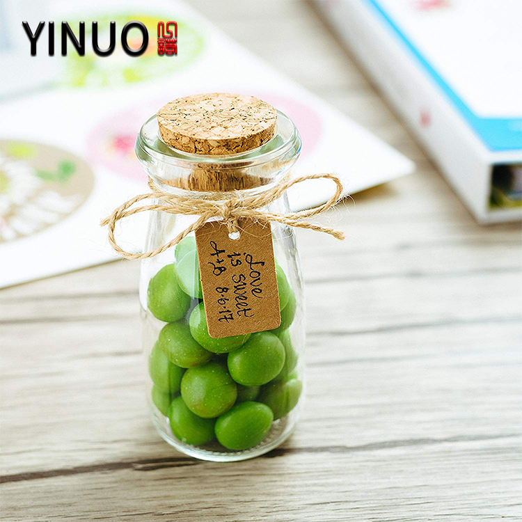 100ml 150ml Mini food safe clear glass milk bottle with cork