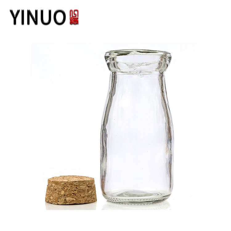 100ml 150ml Mini food safe clear glass milk bottle with cork