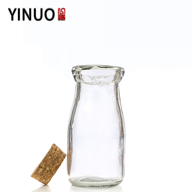 100ml 150ml Mini food safe clear glass milk bottle with cork