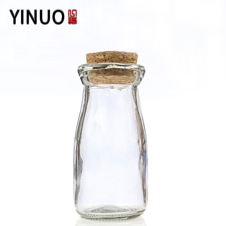 100ml 150ml Mini food safe clear glass milk bottle with cork