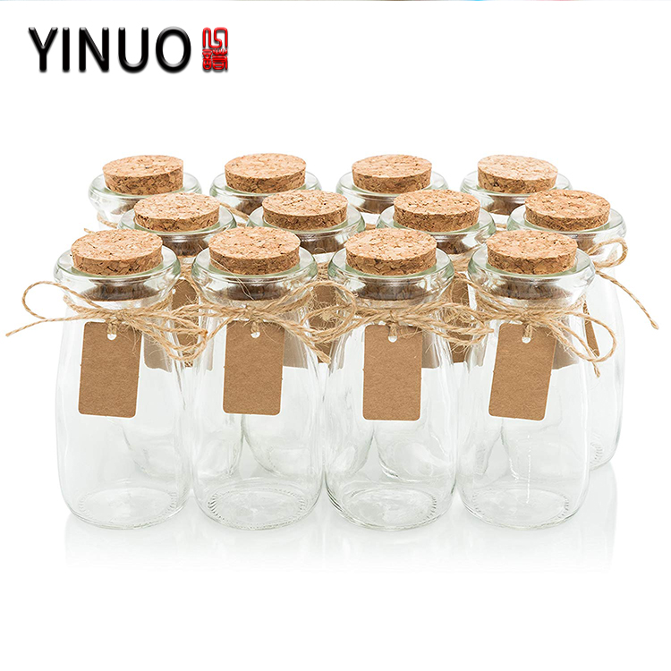 100ml 150ml Mini food safe clear glass milk bottle with cork