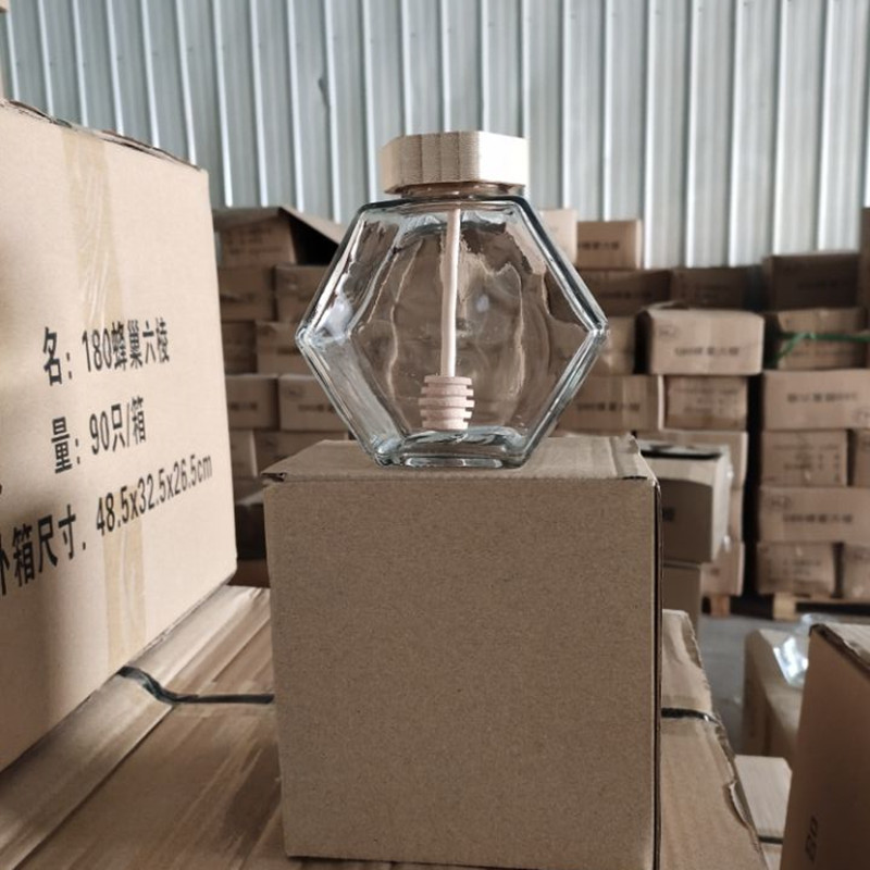 100ml 180ml 280ml 380ml Delicate Appearance Glass Honey Jar With Wooden Lid/Dipper/Sticker