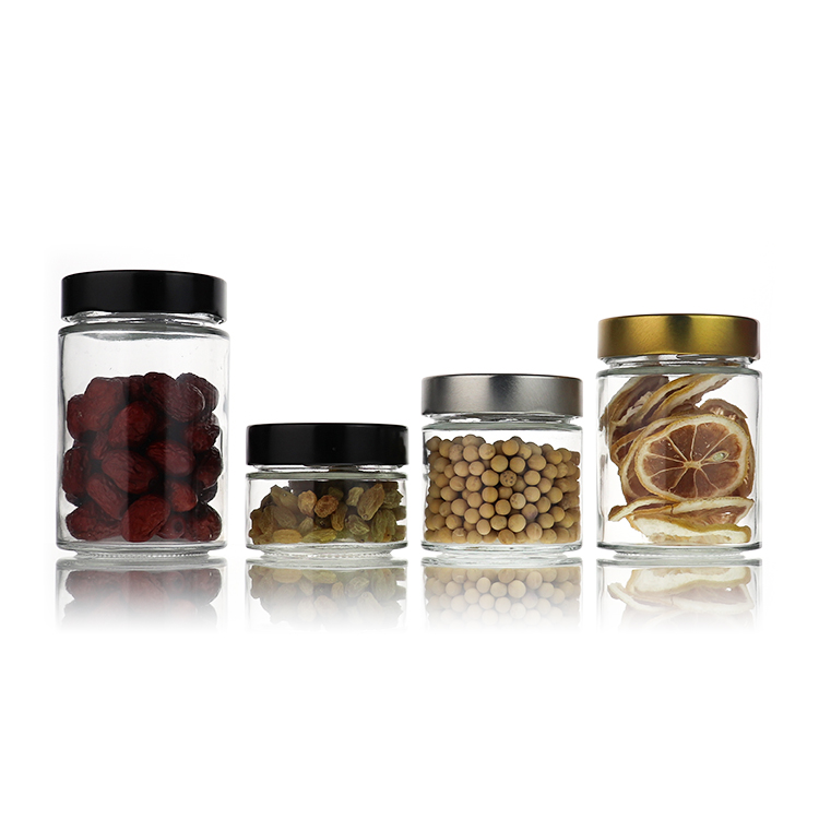 100ml 180ml 280ml 380ml Wide Mouth Cheap Glass Kitchen Storage Jar With Gold Silver Black Cover