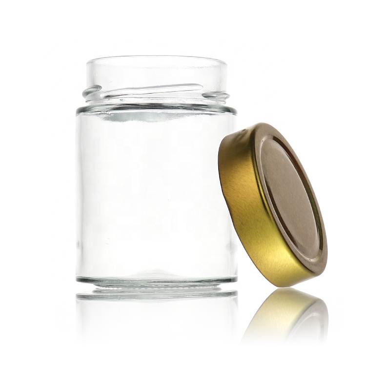 100ml 180ml 280ml 380ml Wide Mouth Cheap Glass Kitchen Storage Jar With Gold Silver Black Cover