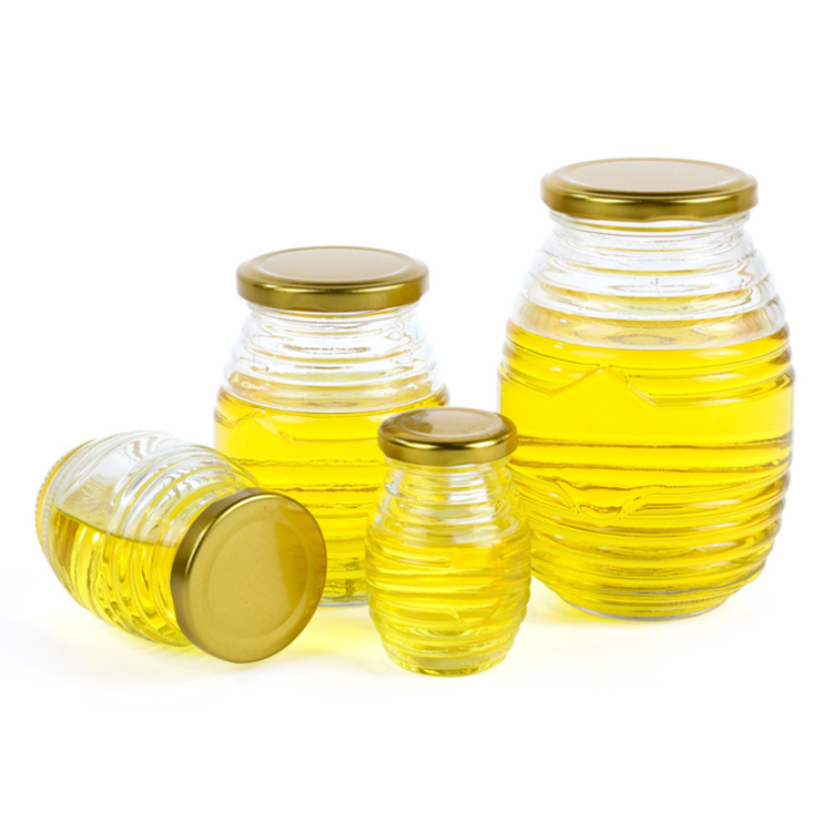 100ml 180ml 350ml 700ml classical honeycomb shape glass honey jar with lid for honey