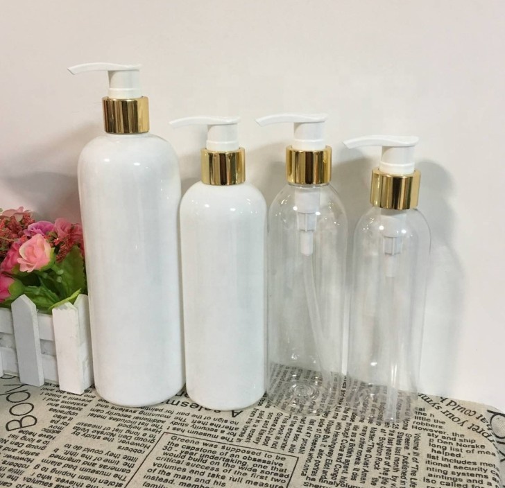 100ml 200ml 250ml 300ml 500ml shampoo bottles with gold cap pumps