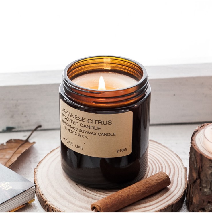 100ml 200ml 250ml 300ml amber aromatherapy Candle empty glass jar with lid DIY aromatherapy customized