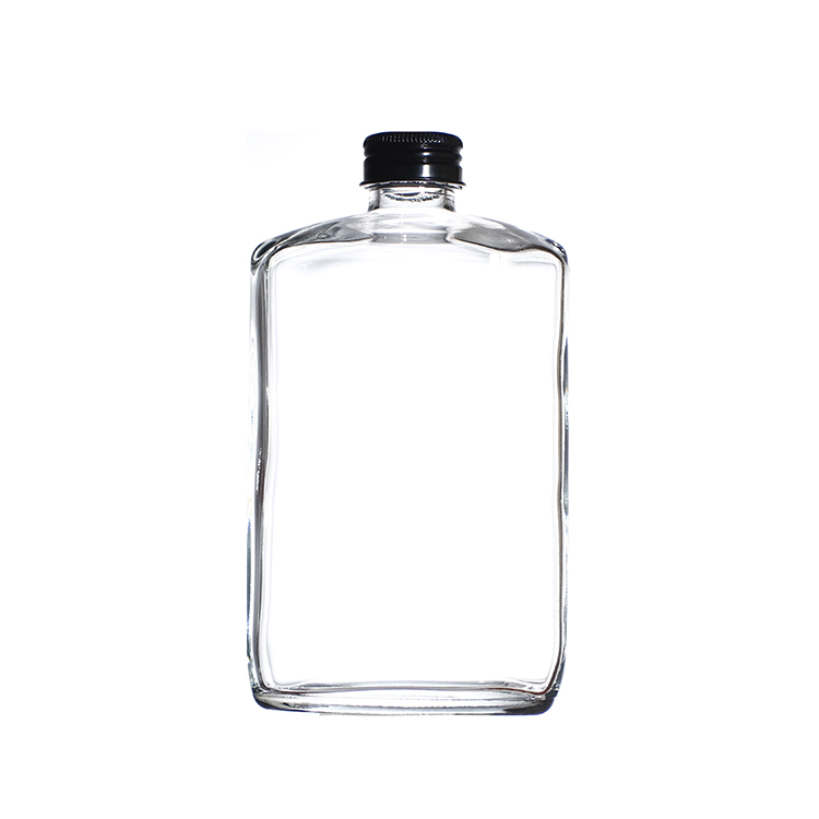 100ml 200ml 250ml 350ml 500ml Flat Clear Hip Flask Glass Cold Brew Coffee Bottle with Aluminum Lid