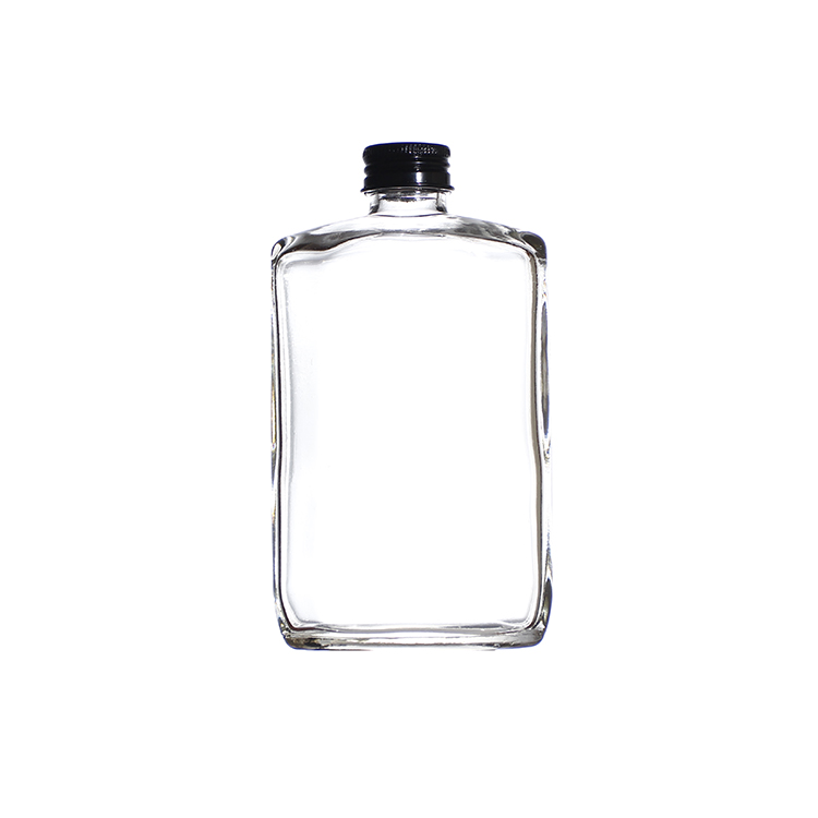 100ml 200ml 250ml 350ml 500ml Flat Clear Hip Flask Glass Cold Brew Coffee Bottle with Aluminum Lid