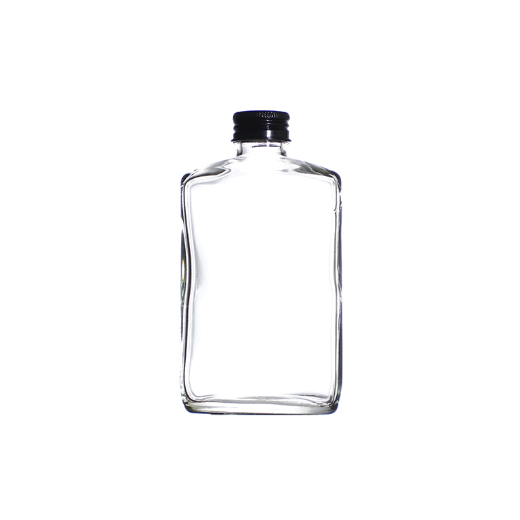 100ml 200ml 250ml 350ml 500ml Flat Clear Hip Flask Glass Cold Brew Coffee Bottle with Aluminum Lid
