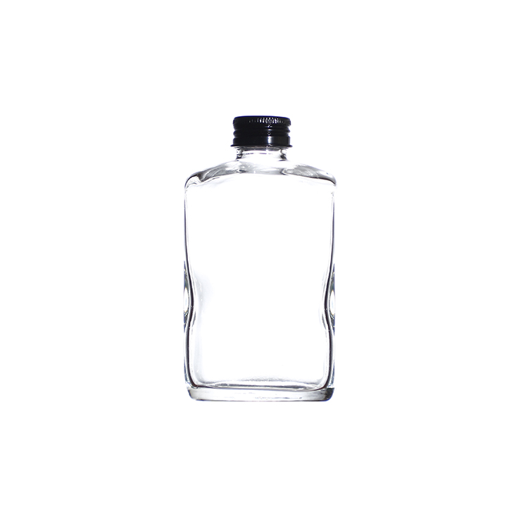 100ml 200ml 250ml 350ml 500ml Flat Clear Hip Flask Glass Cold Brew Coffee Bottle with Aluminum Lid