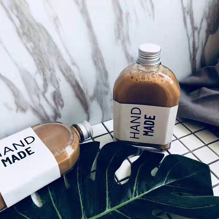 100ml 200ml 250ml 350ml 500ml Square Clear Glass Flat Juice Cold Brew Coffee Glass Bottle