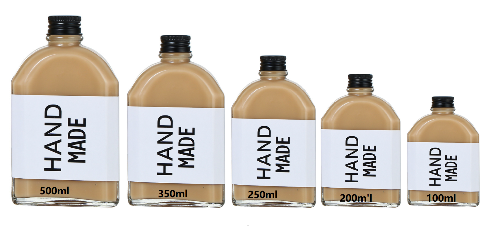 100ml 200ml 250ml 350ml 500ml clear flat cold brew coffee glass bottle for coffee beverage wine with aluminum cap