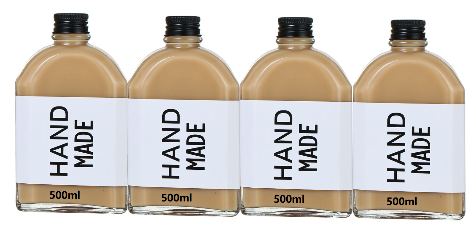 100ml 200ml 250ml 350ml 500ml clear flat cold brew coffee glass bottle for coffee beverage wine with aluminum cap