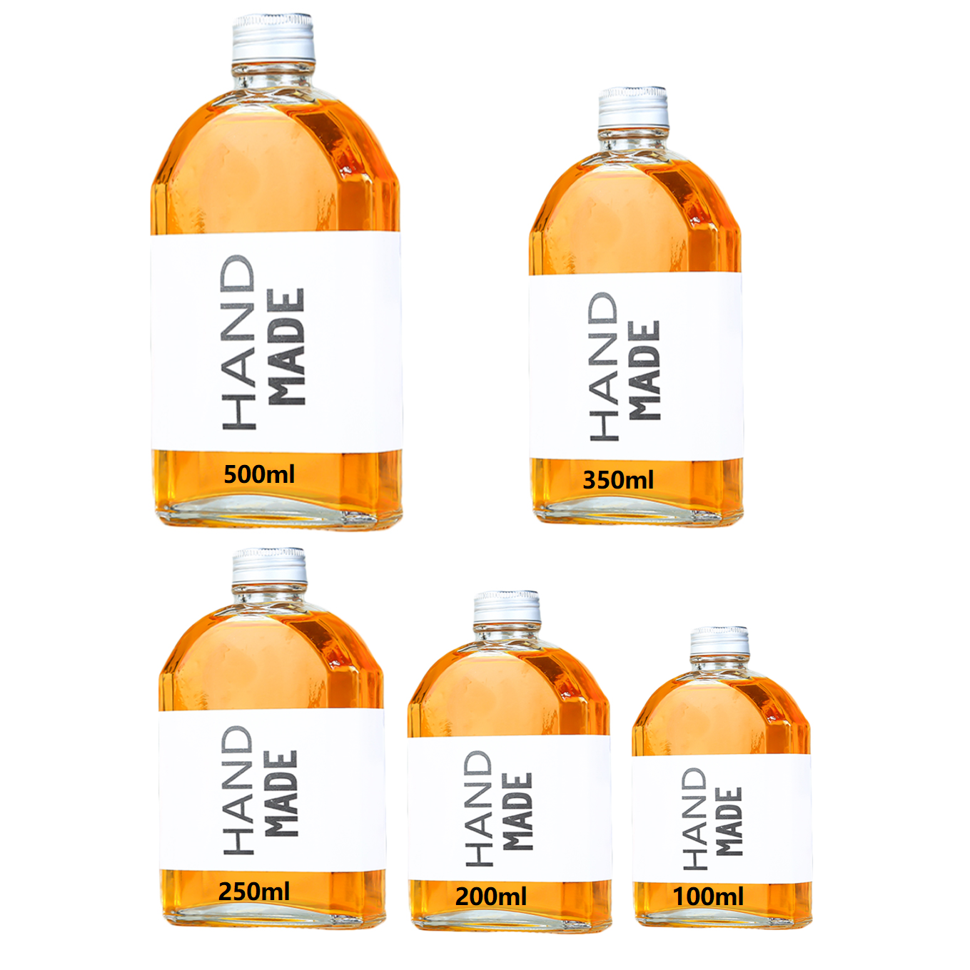 100ml 200ml 250ml 350ml 500ml clear flat cold brew coffee glass bottle for coffee beverage wine with aluminum cap