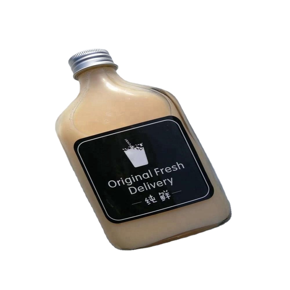 100ml 200ml 250ml 350ml Empty clear flat cold brew coffee glass bottle for coffee beverage wine with aluminum cap