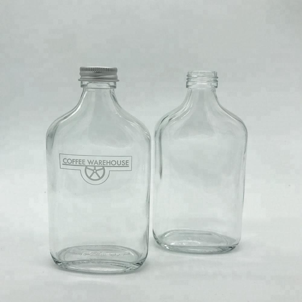 100ml 200ml 250ml 350ml Empty clear flat cold brew coffee glass bottle for coffee beverage wine with aluminum cap