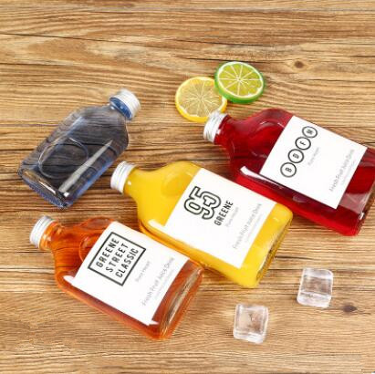 100ml/200ml/250ml/350ml Flat Hip Flask Glass Beverage Bottle With Aluminium Cap For Cold Brew Coffee/Juice/Milk Use