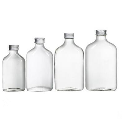 100ml/200ml/250ml/350ml Flat Hip Flask Glass Beverage Bottle With Aluminium Cap For Cold Brew Coffee/Juice/Milk Use