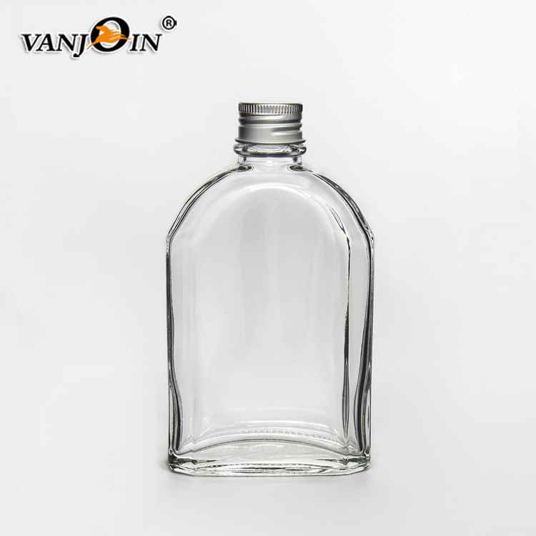 100ml 200ml 250ml 350ml Flat Square Pet Clear Wine Liquor Glass Bottle Beverage With Screw lid